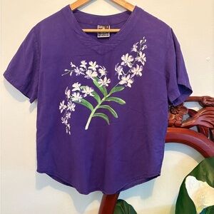 Vintage Purple Orchid Women's Cotton V Neck Top Pre Shrunk